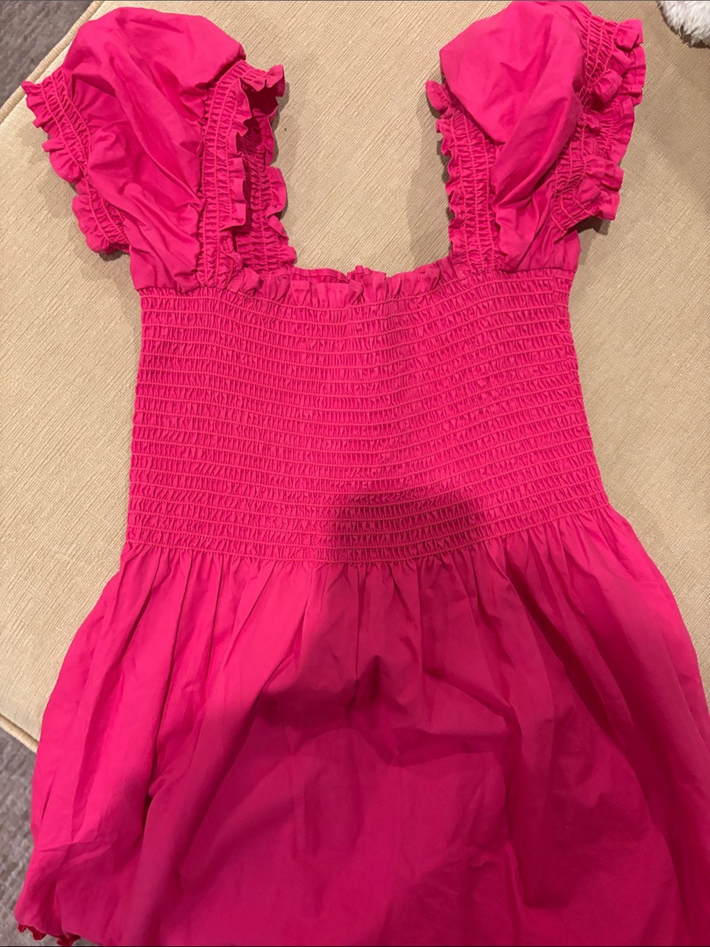 o.p.t Fuchsia Smocked Strapless Dress